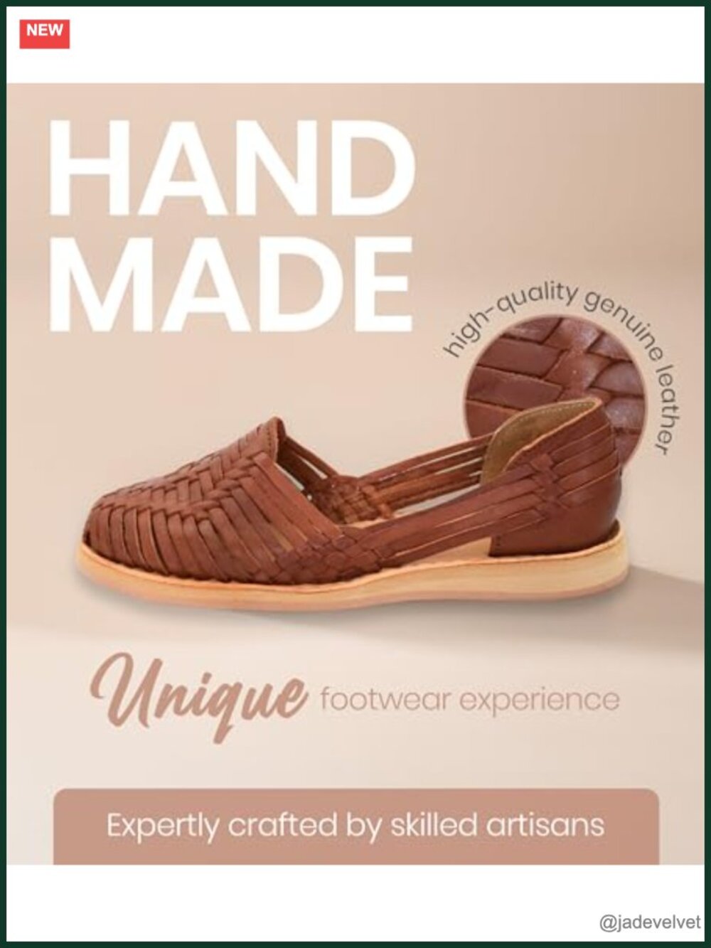 Handmade Leather Huarache Sandals - Flat Open Toe Wedge - Picture 3 of 6